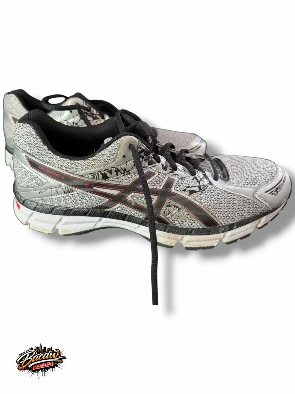 ASICS Gel-Excite 3 men's 11.5 Silver, Black & Red Running Shoes